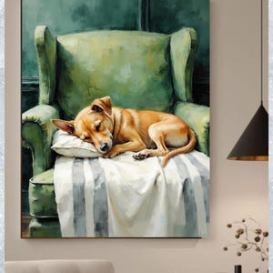 Potcake Puppy Art Print - Adorable Dog Sleeping Decor - Cute Pet Lover Gift - Nursery Wall Art - Digital Download