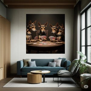 Potcake honden die poker spelen Art Print | Digitale downloadbare hondenmuurkunst | Uniek hondenkaartspel, png