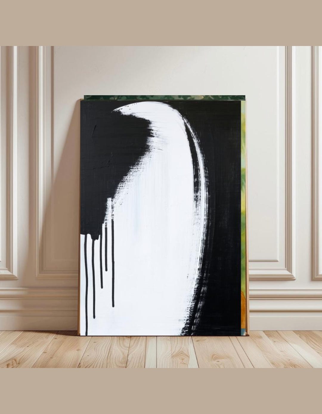 Black and White Abstract Wall Art Print, Minimalist Brushstroke Digital ...