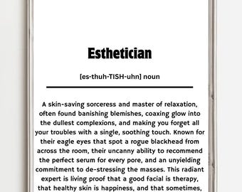 Funny Esthetician Definition Wall Art PNG | Aesthetician Humor Printable Art | Skincare Salon Decor Gift