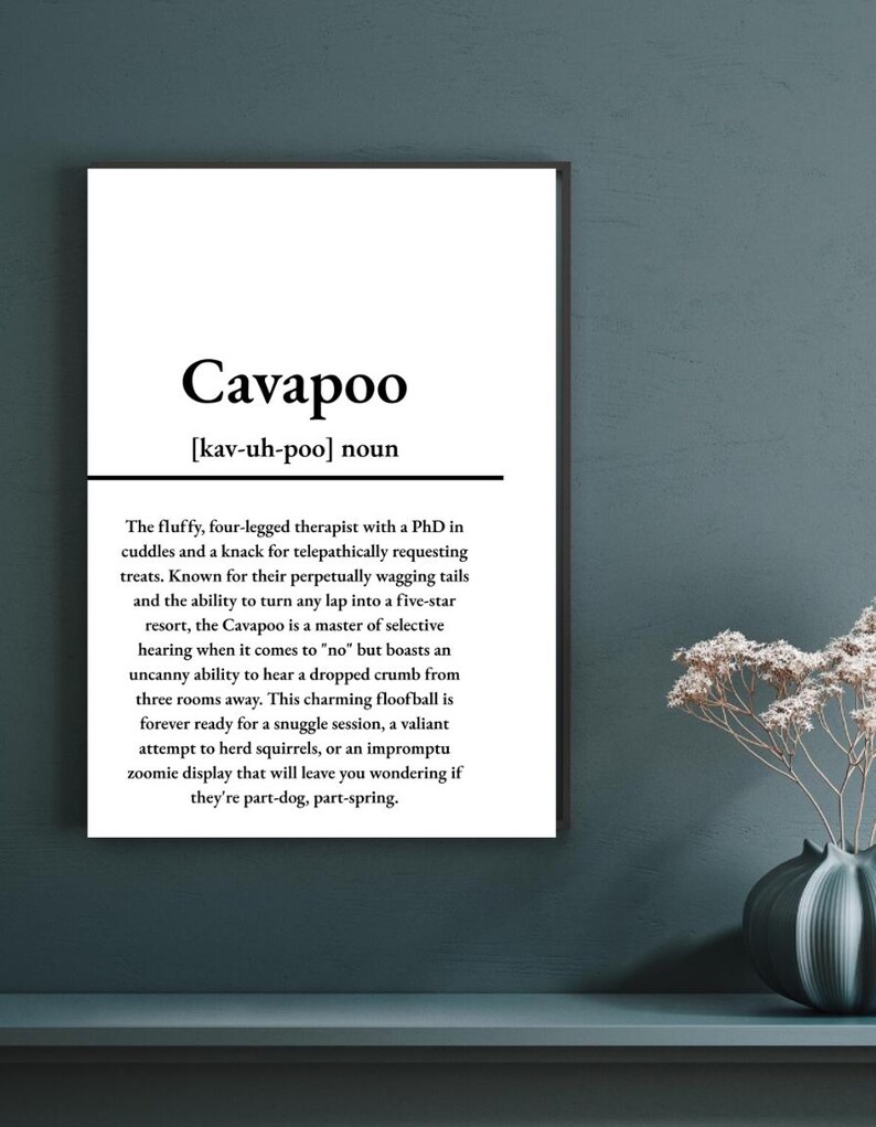 Cavapoo Definition Wall Art Print | Digital Download PNG | Dog Lover ...