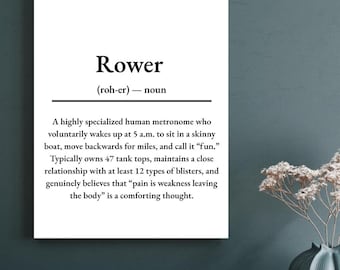 Rower Definition Lustig Kunstdruck | Crew Rudern Geschenkidee | Digital Download Wall Decor für Ruderer