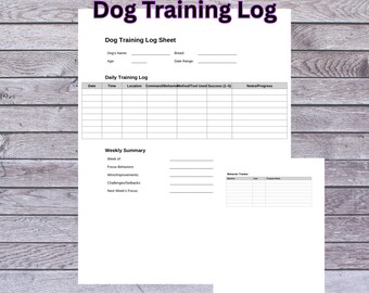 Dog Training Log PDF | Puppy Training Tracker | Printable Dog Journal | Pet Behavior Record | Instant Download |  Dog Behavior Notebook