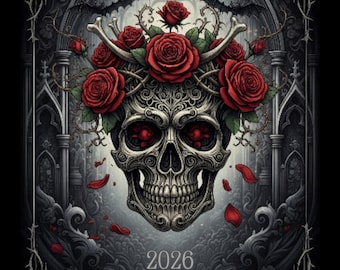 Gothic 2026 Monthly Planner PDF | Dark Academia Journal  Spooky Goth Printable Calendar Digital Download