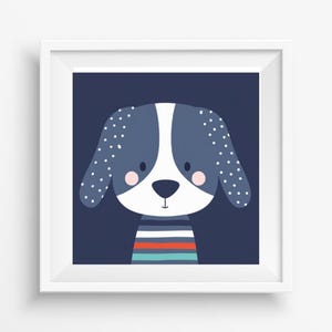 Cute Dog Nursery Art Print, Digital Download Puppy Wall Decor, Baby Room Animal Illustration JPG