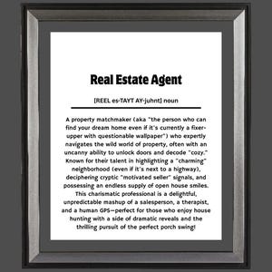Funny Real Estate Agent Definition Print | Hilarious Realtor Gift Wall Art | Digital Download PNG