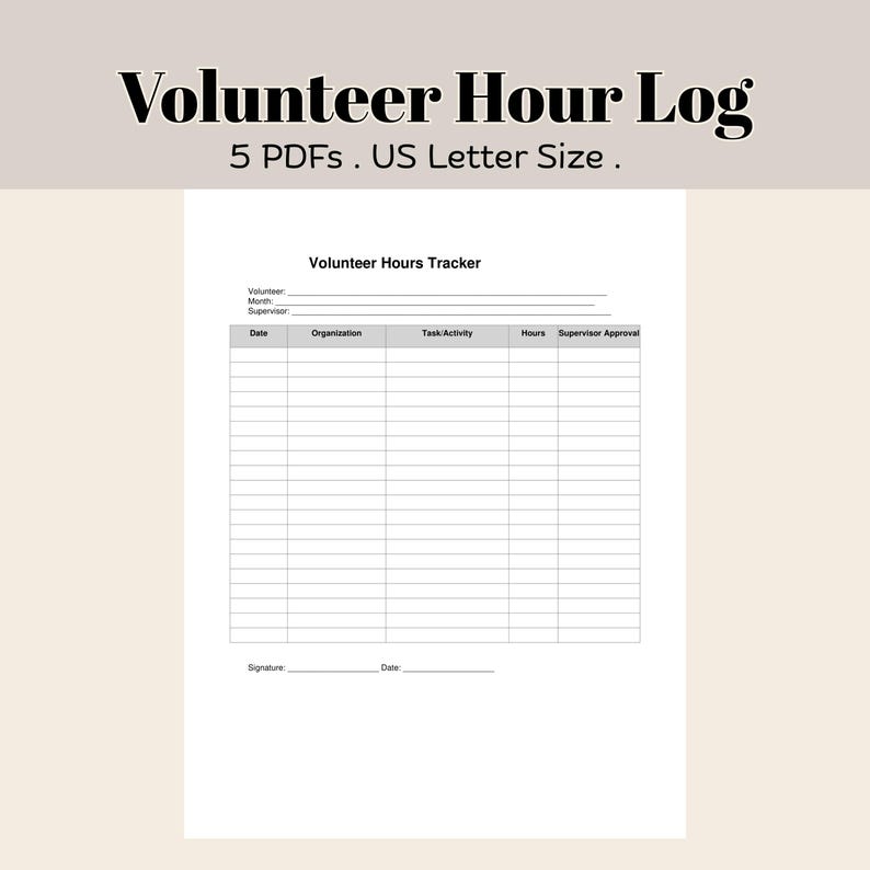 Servicetracker Pdf Volunteer Hour Tracker Log Printable PDF | 5 Variations Community ...