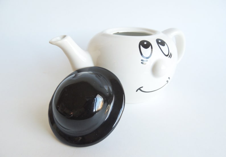 Vintage Ceramic Face and Hat Teapot 1980s Tired British Bowler Cap