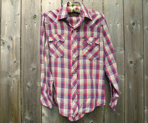 70s/80s Vintage Plaid Western Shirt