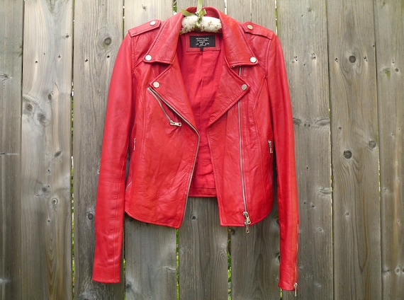 Red Leather Biker/Moto Jacket