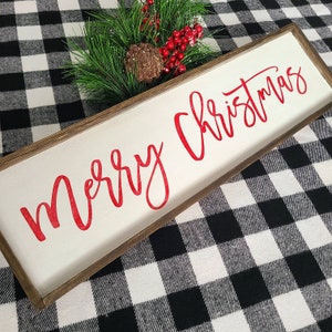 Merry Christmas Sign, Farmhouse Christmas Decor, Wooden Christmas Sign, Rustic Holiday Decoration, Neutral Farmhouse Christmas Sign