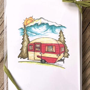 Vintage Camper Note Card Set: Mountain Camping, Blank Inside, Boxed Set of 6