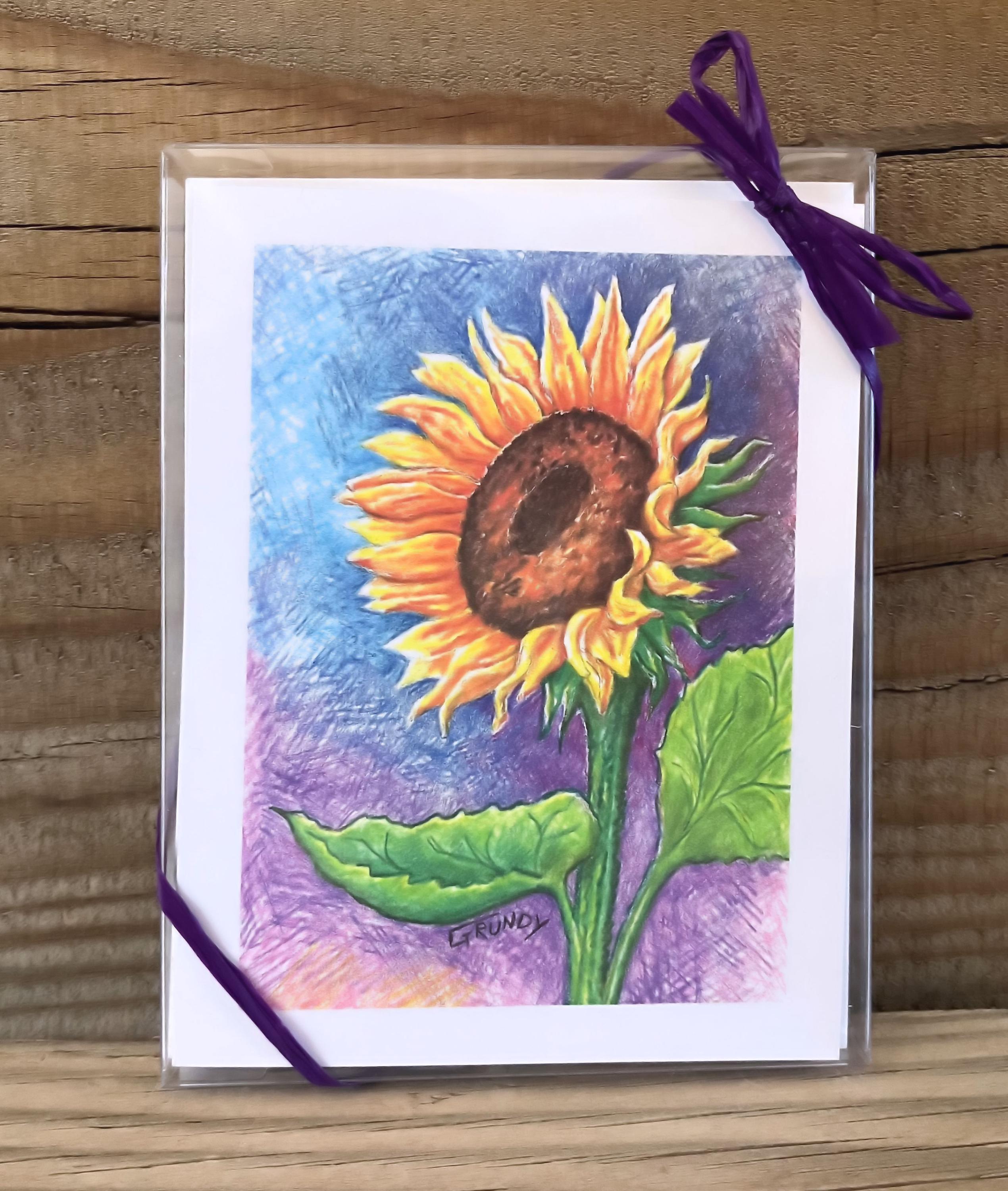 Sunflower Note Card Set, Blank Inside, Boxed Set of 6, Flower Lover ...