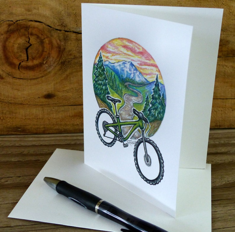 gift set boxed set blank inside mountain bike note cards bike and mountain scene gift set mountain biking