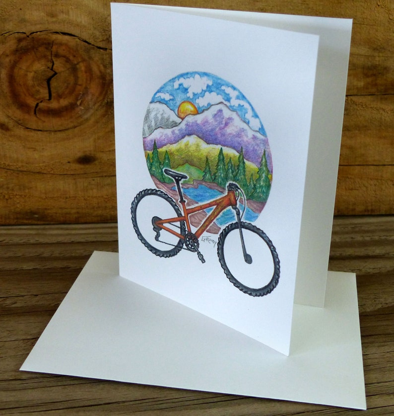 gift set boxed set blank inside mountain bike note cards bike and mountain scene gift set mountain biking