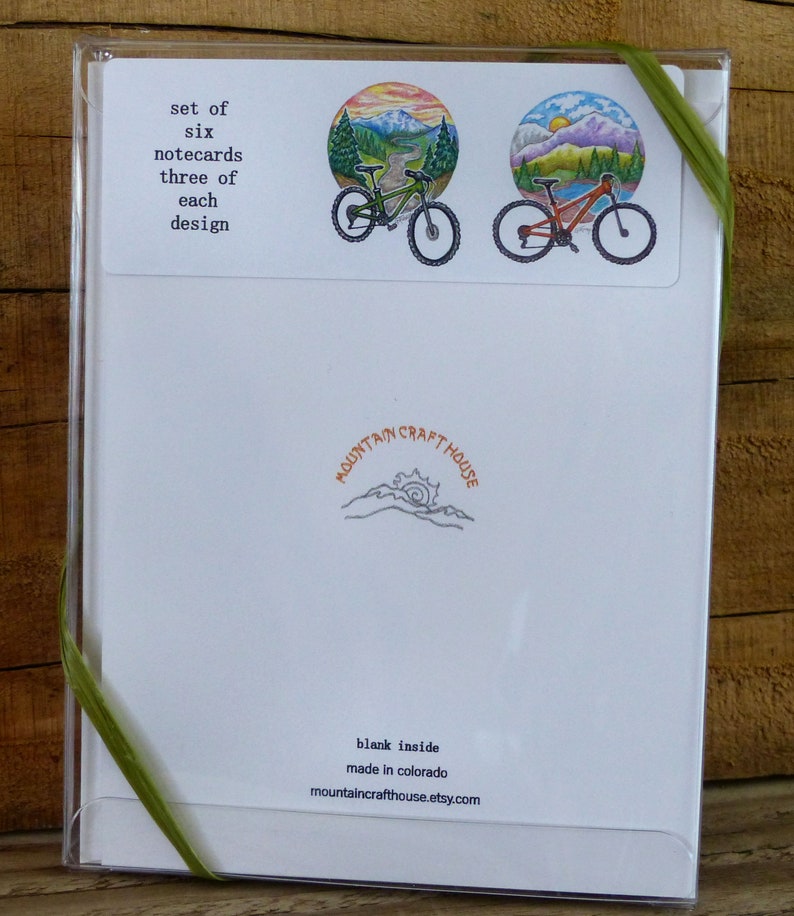 gift set boxed set blank inside mountain bike note cards bike and mountain scene gift set mountain biking