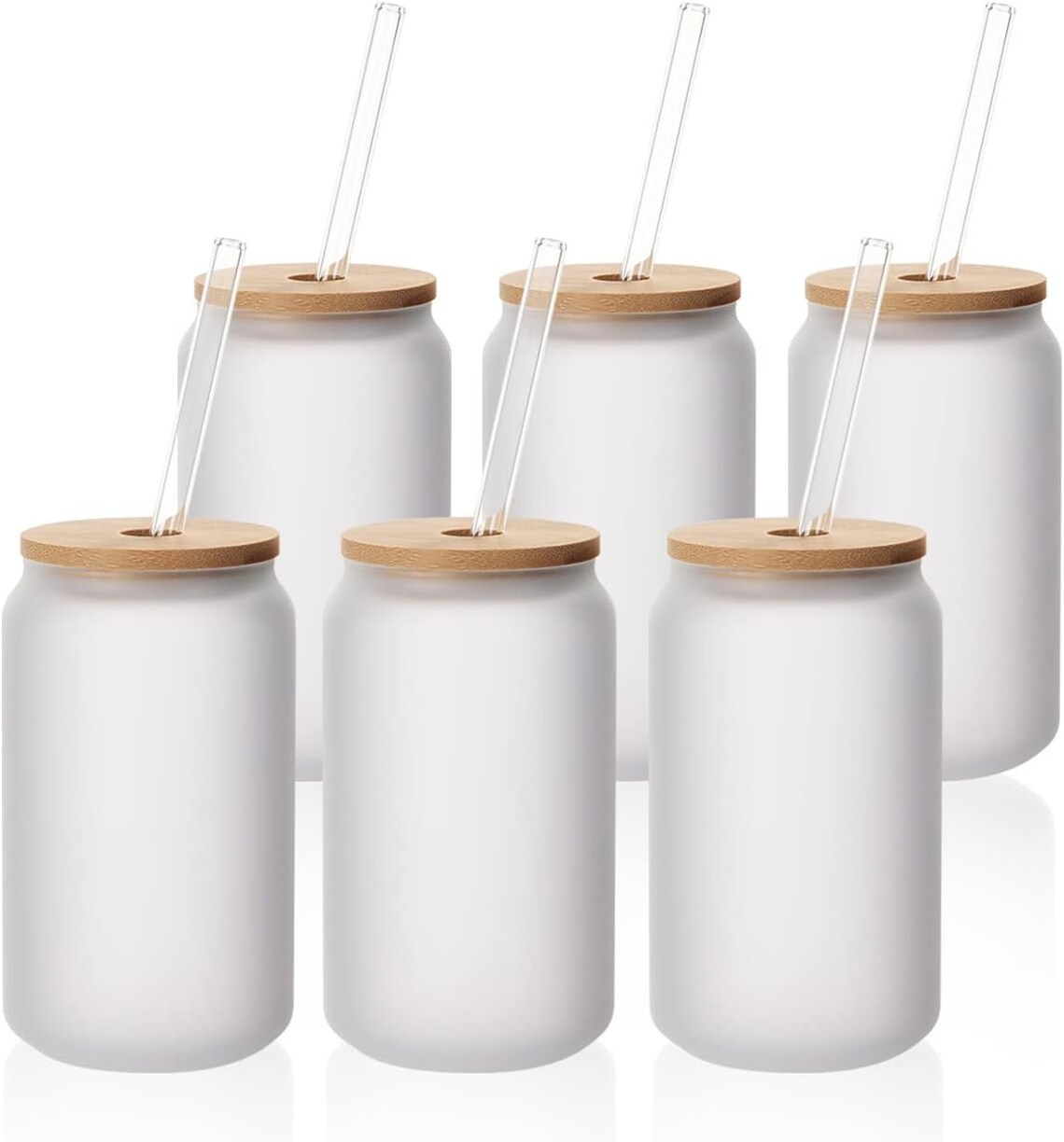 Single 16 Oz. Blank Sublimation Can Glass With Bamboo Lid & Straw ...
