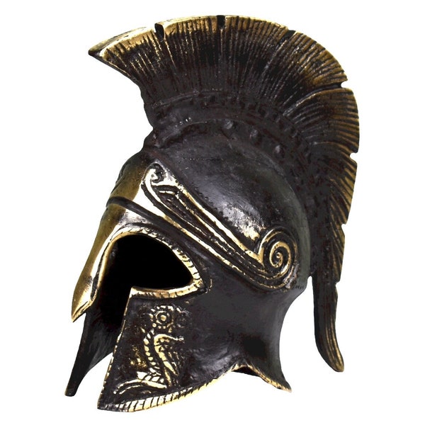Ancient Greek helmet with owl Real Bronze Metal art sculpture handmade in Greece
