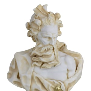 Busto de Neptuno, dios griego Poseidón, estatua de cabeza, escultura, mármol fundido, copia de museo