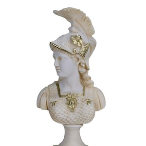 Athena Minerva Bust Head Greek Roman Goddess Cast Marble Sculpture Statue 14.57in - 37 cm