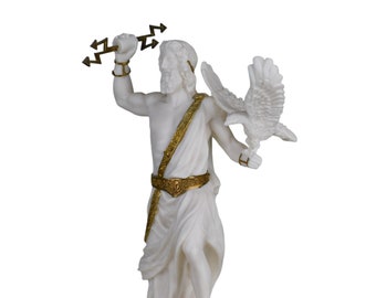 Zeus Jupiter king of gods with eagle and thunder Greek Roman statue sculpture cast marble ancient Greece