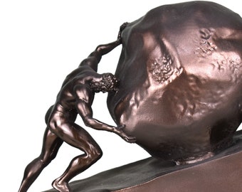 Mythe châtiment de Sisyphe grèce ancienne sculpture statue mythologie décor ornement couleur bronze