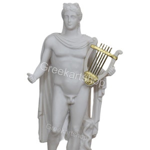 Apollo with lyre Greek Roman Olympian  God sculpture  statue  cast marble large