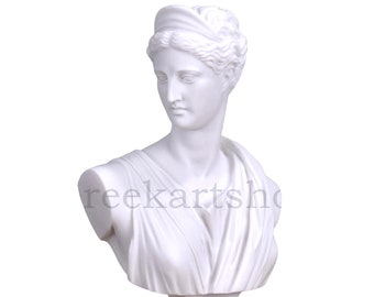ARTEMIS DIANA Bust Head Greek Roman Goddess Cast Marble Statue Sculpture 11.8in - 30 cm