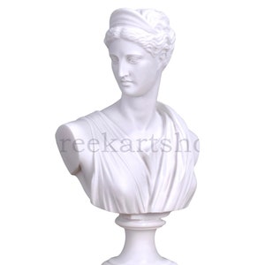 ARTEMIS DIANA Bust Head Greek Roman Goddess Cast Marble Statue Sculpture 11.8in - 30 cm