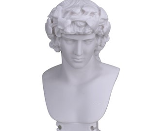 Antinous as Dionysus Bust head Greek Statue Sculpture Cast Marble Museum Copy