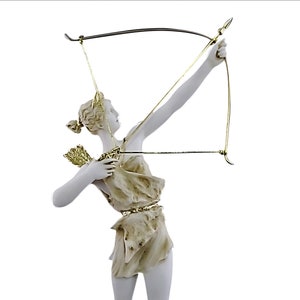 Artemis Diana with Bow Greek Roman Goddess Statue Sculpture Cast Marble 15.9in / 40.5cm