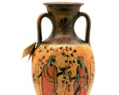 Ancient Greek Vase Amphora Goddess Athena, Aphrodite God Dionysus 10.24 inches 26cm