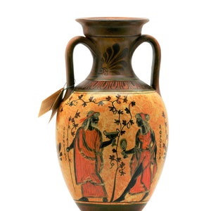 Ancient Greek Vase Amphora Goddess Athena, Aphrodite & God Dionysus 10.24 inches / 26cm
