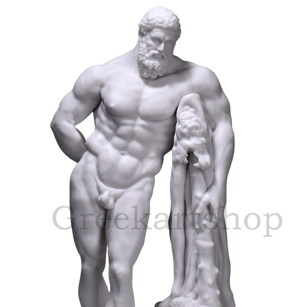 Farnèse Hercule Héraclès Sculpture grecque en marbre coulé, copie du musée, 13 pouces/33 cm