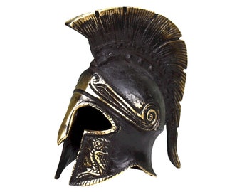 Ancient Greek helmet with owl Real Bronze Metal art sculpture handmade in Greece