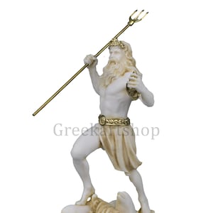 Poseidon Neptune Greek Olympian God of the Sea Statue Sculpture ancient Greece 9 inches / 23 cm