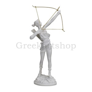 Artemis Diana with Bow Greek Roman Goddess Statue Sculpture Cast Marble 15.9in - 40,5 cm
