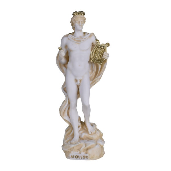 APOLLO Statue sculpture dieu grec de la musique en marbre coulé, 24 cm - 24 cm