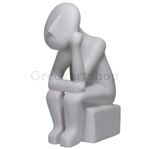 Cycladic Figurine Idol Thinker Ancient Greek Sculpture Statue Cast Marble