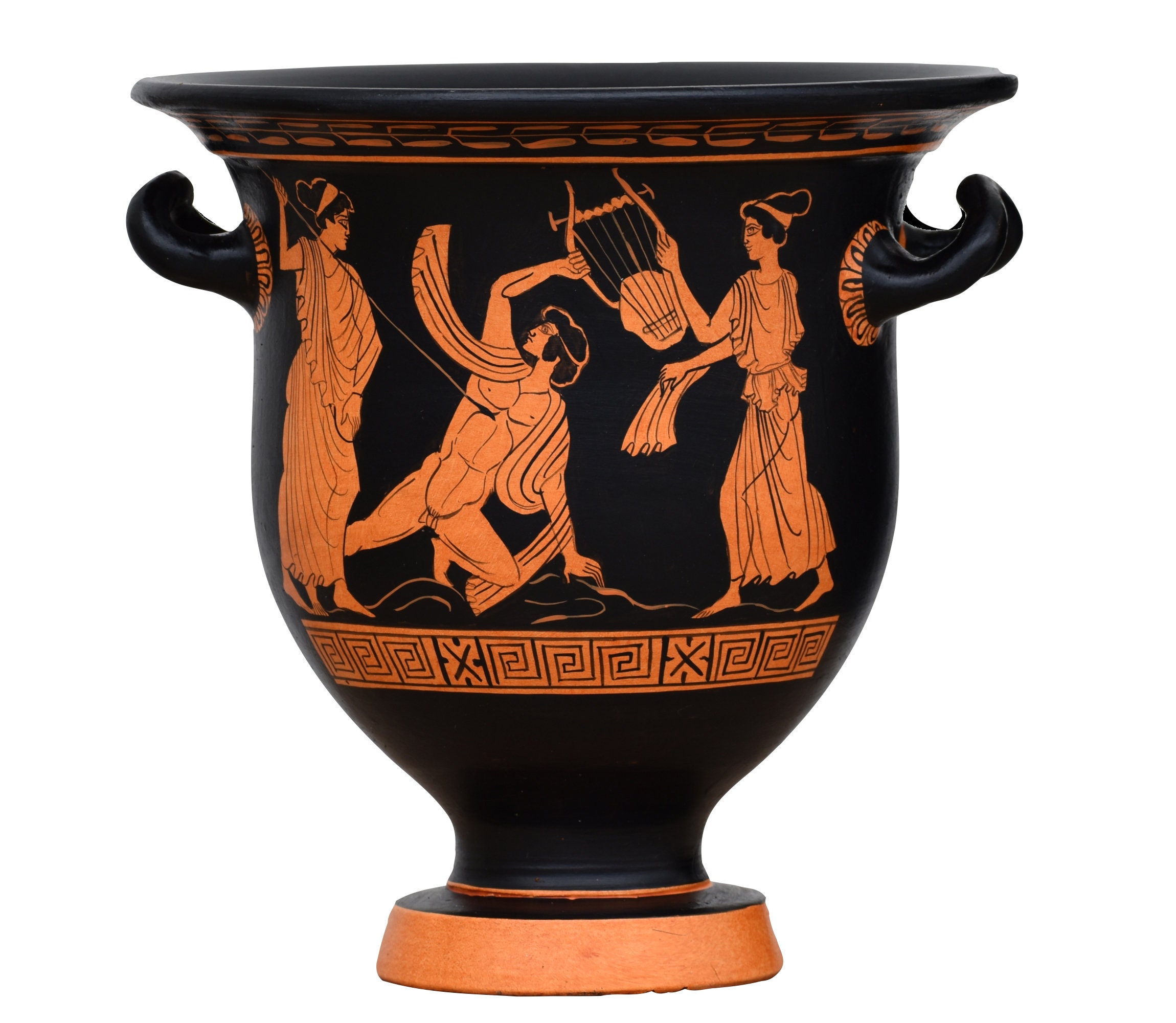 Dionysos With Satyr Death of Orpheus Krater Vase Ancient Greek
