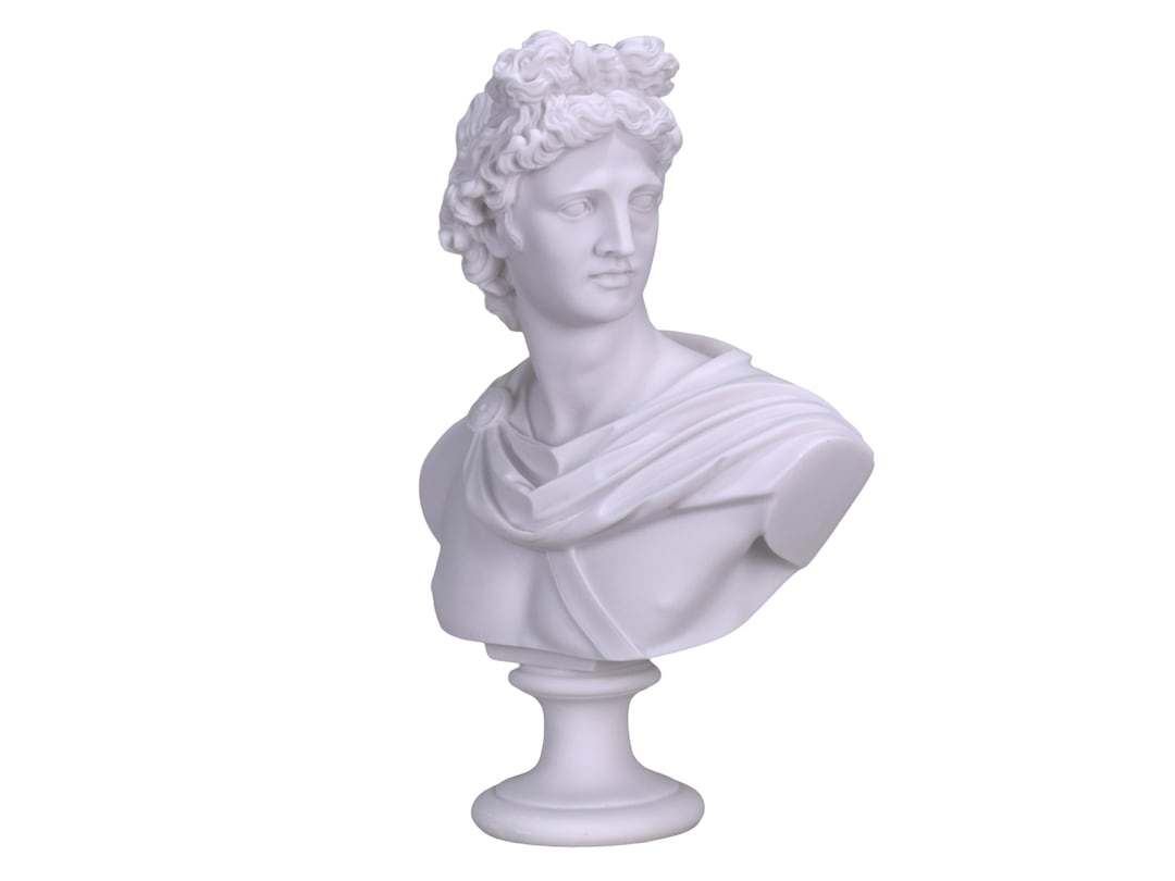 APOLLO Greek Roman God Bust Head Statue Cast Marble Sculpture Handmade