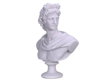 APOLLO Greek Roman God Bust Head Statue Cast Marble Sculpture Handmade 12.6in - 32 cm