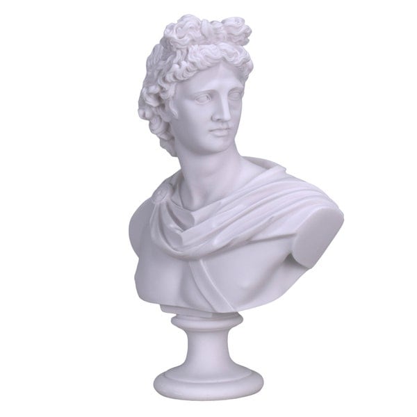 APOLLO Greek Roman God Bust Head Statue Cast Marble Sculpture Handmade 12.6in - 32 cm