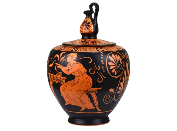 パンドラの箱と女神の希望の宝石瓶花瓶古代神話ギリシャ陶器陶器