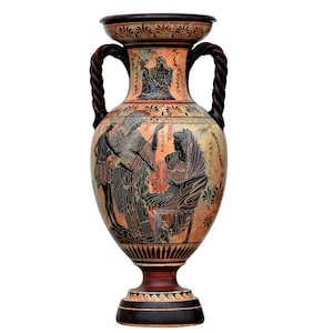 Goddes Athena, Theseus and Amphitrite Vase Ancient Greek Pottery Ceramic 20.87 inches