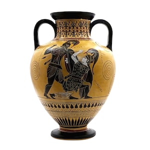 Achilles slaying Penthesilea Amphora Vase Greek Pottery Museum Copy 530 BC