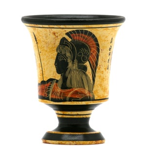 Pythagora’s Cup Greek Ceramic Pottery Cup of Justice Goddess Athena 4.33 inches
