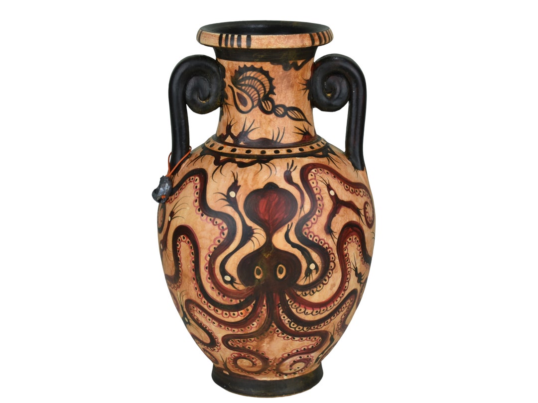 ミノア文明のタコ型花瓶、古代ギリシャ陶器、クレタ島クノッソスの陶器