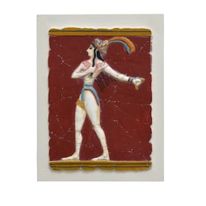 knossos Fresco Prince of the Lilies  Minoan Palace Crete  1500 B.C.   painting on wall  100% Handpainted