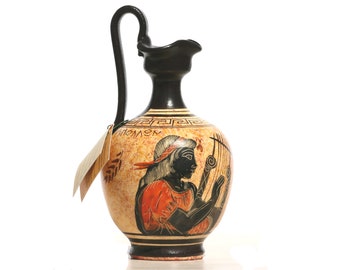 Greek black-figure Ceramic Vase Pot Pottery Painting Greek God Apollo 6.7in - 17cm